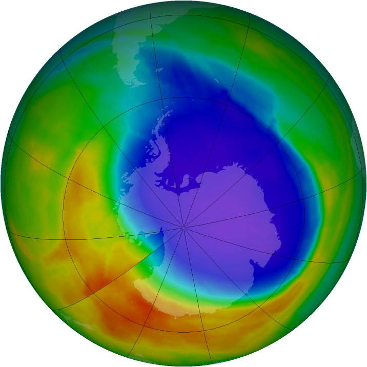 Antarctic ozone map for 08 October 2014